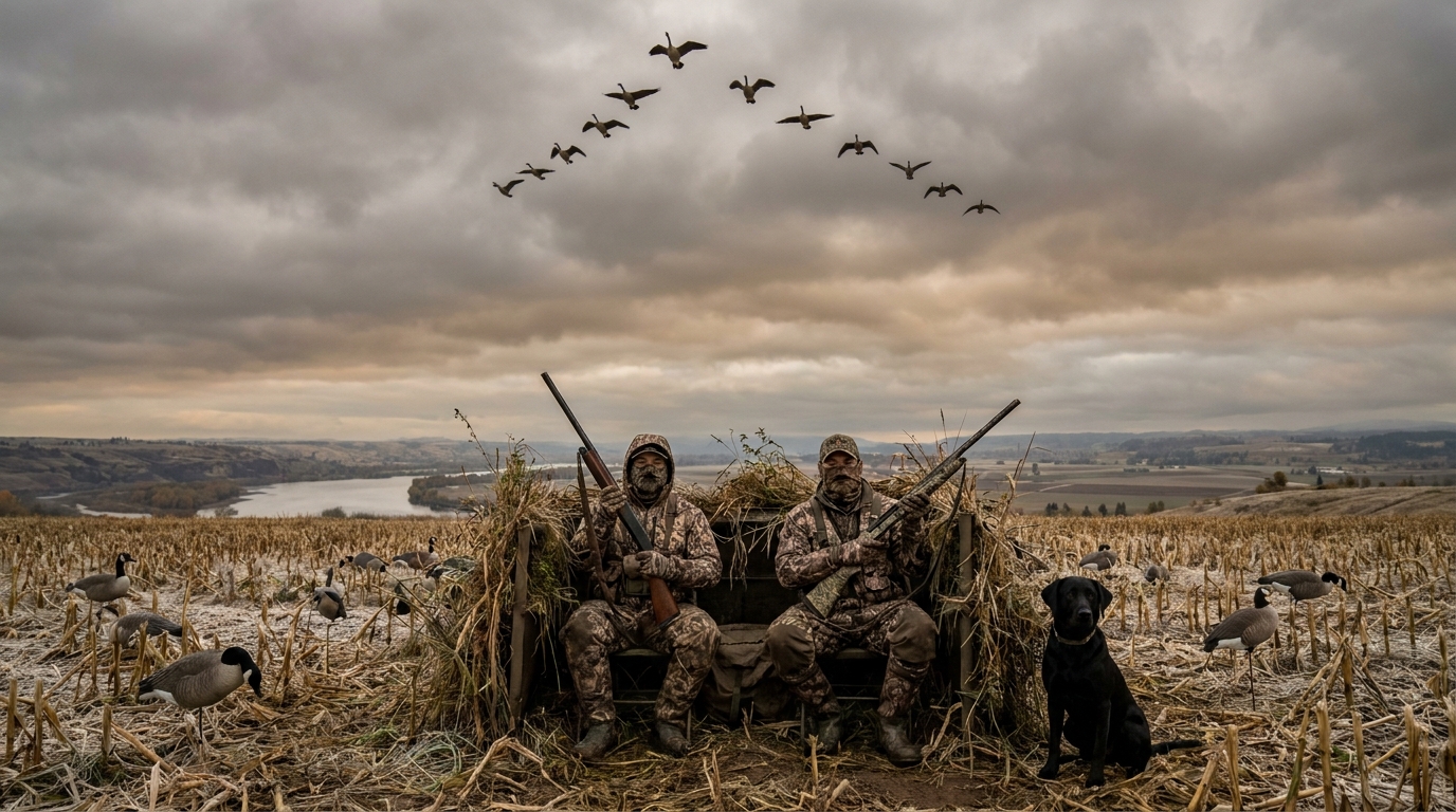 Canada Goose Hunting on the Columbia River: Field Blinds, Decoy Spreads, and the Oregon Resident Flock