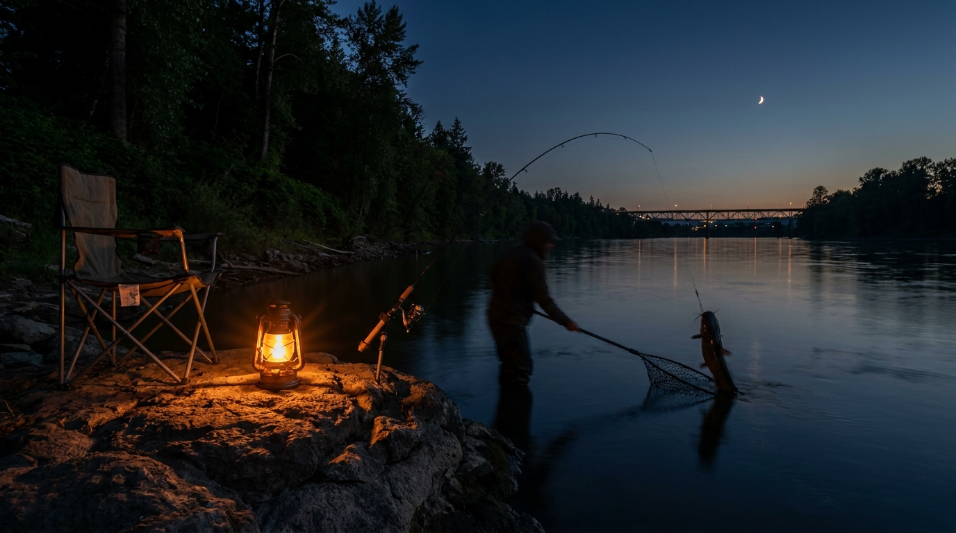 Night Fishing for Catfish on Oregon's Willamette River